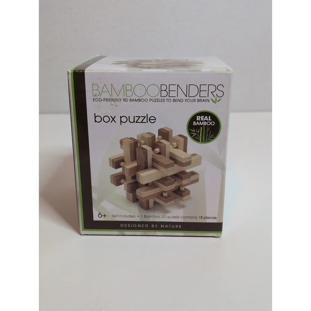 New Bamboo Benders 3D Box Puzzle Made From Real Bamboo Level: Hard‎ 18 Pieces